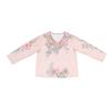 Women T-shirt V-Neck Long Sleeve 3D Flower Decor Pullover Tops with Faux Pearls Decor Spring Autumn Casual Tee Shirt