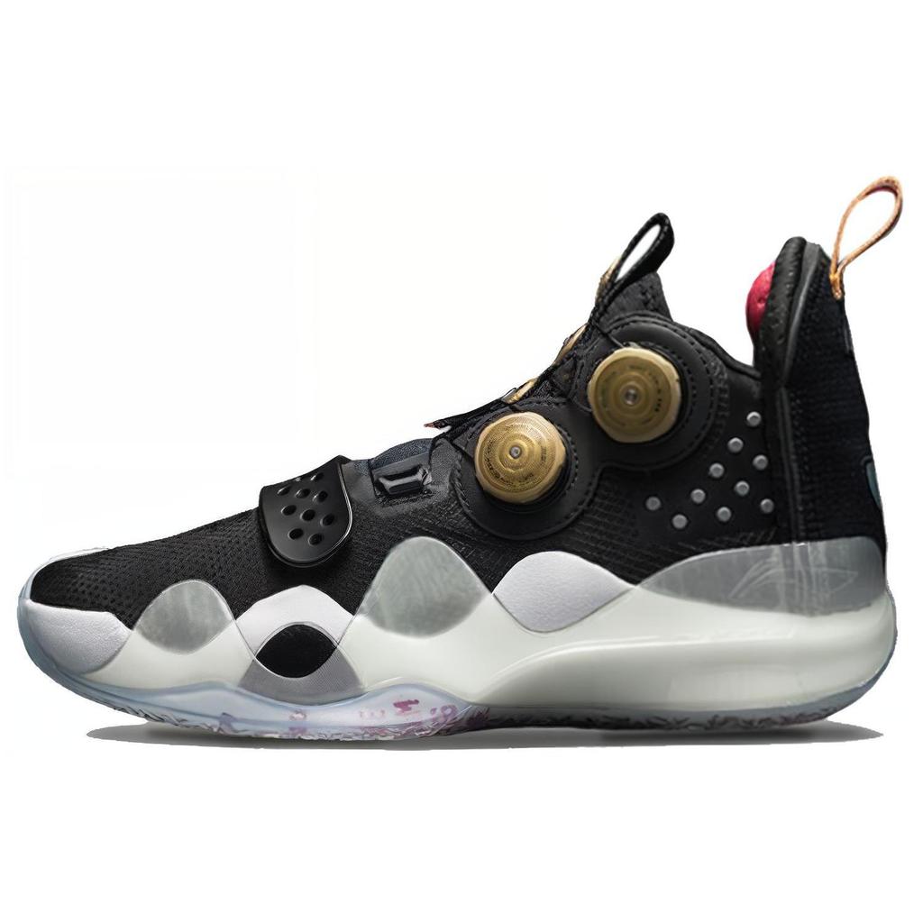 Li Ning WOW 8 Retirement Night Comfortable PU Cushioning Slip Resistant Mid top Basketball Shoes Men's Black ABEP001-3