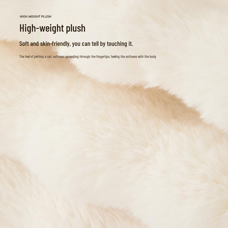 Large Rabbit Fur Plush Sofa Cushion - Winter 2025 Fleece Lined, Thickened, Non-Slip Leather Cover
