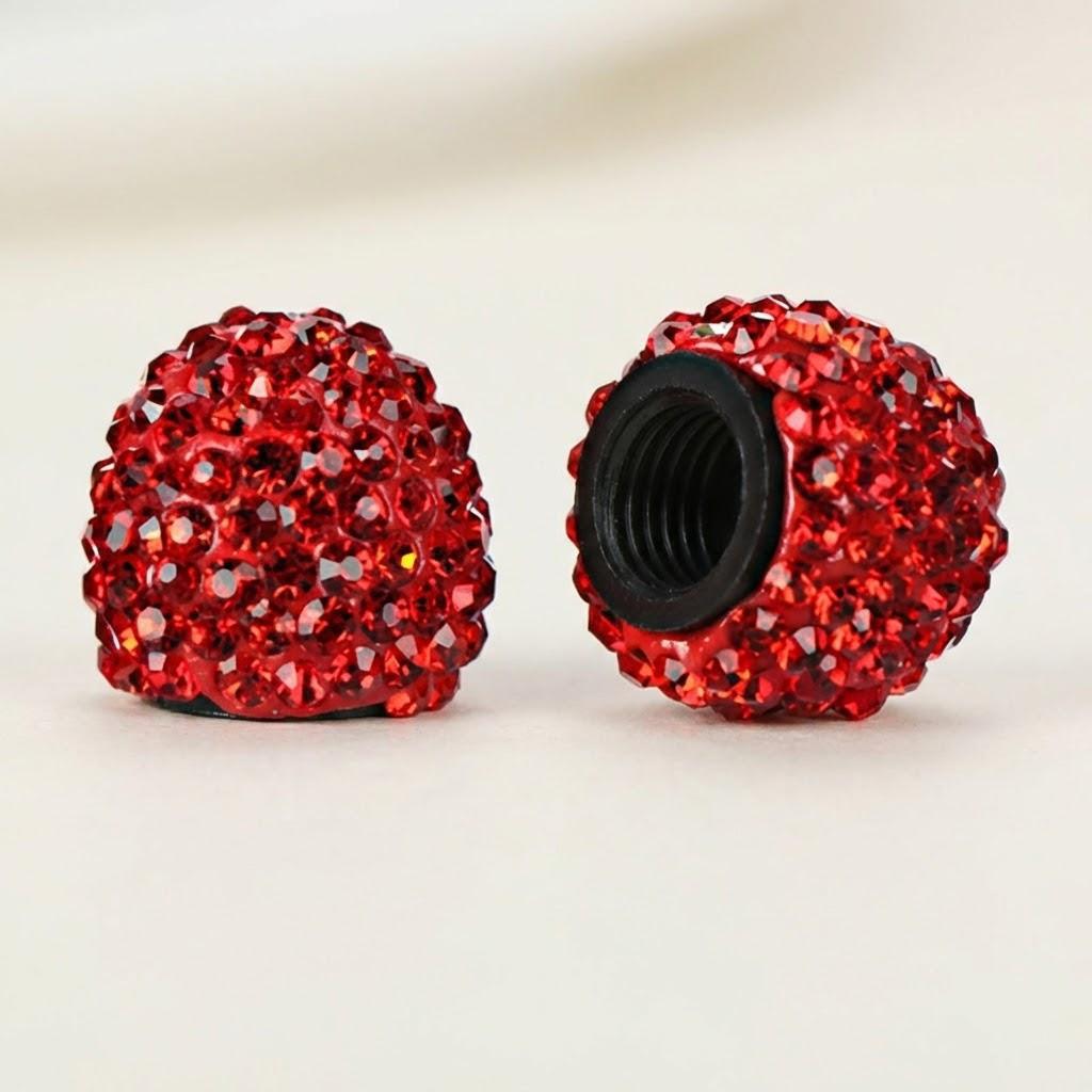 

2Pcs Soft Clay Rhinestone Car Tire Valve Caps Crystal Diamond Dustproof Exterior Decor Accessories