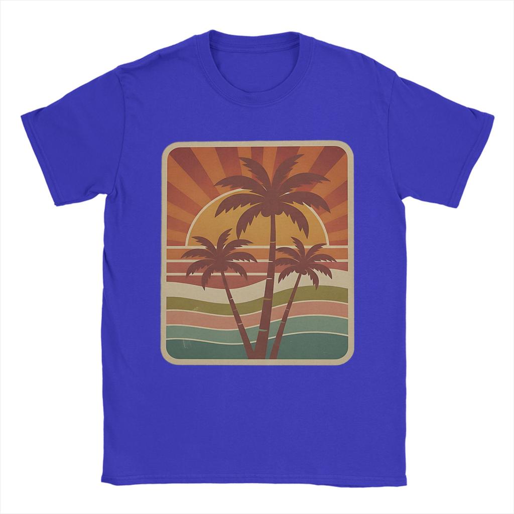 Vintage Palm Tree Sunset T Shirt Summer  Cotton T-Shirts For Men Harajuku Pattern Tshirt Short Sleeve Awesome Top Tees