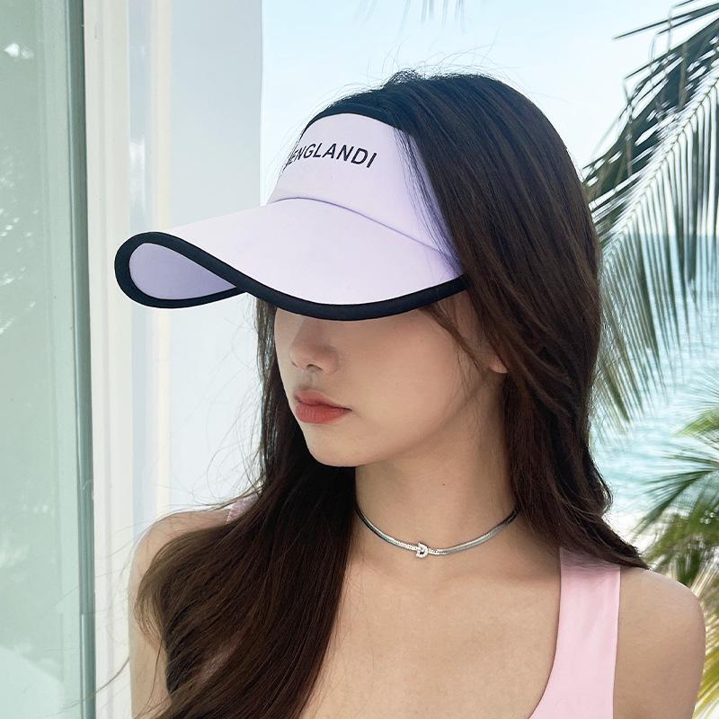 Ice silk duckbill cap for women with an enlarged brim, open-top sun hat for outings and running, sun protection and UV protection, breathable and
