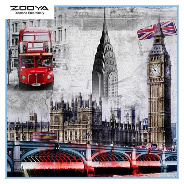 

ZOOYA 5D DIY Полный дрель Алмазная картина Уличный автомобиль Вышивка Крестом Мозаика Домашний декор Подарок
