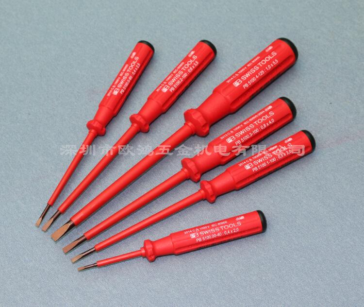 Swiss PB 5100 Electrician s 1000V Insulated Flat-Head Screwdriver 00-45