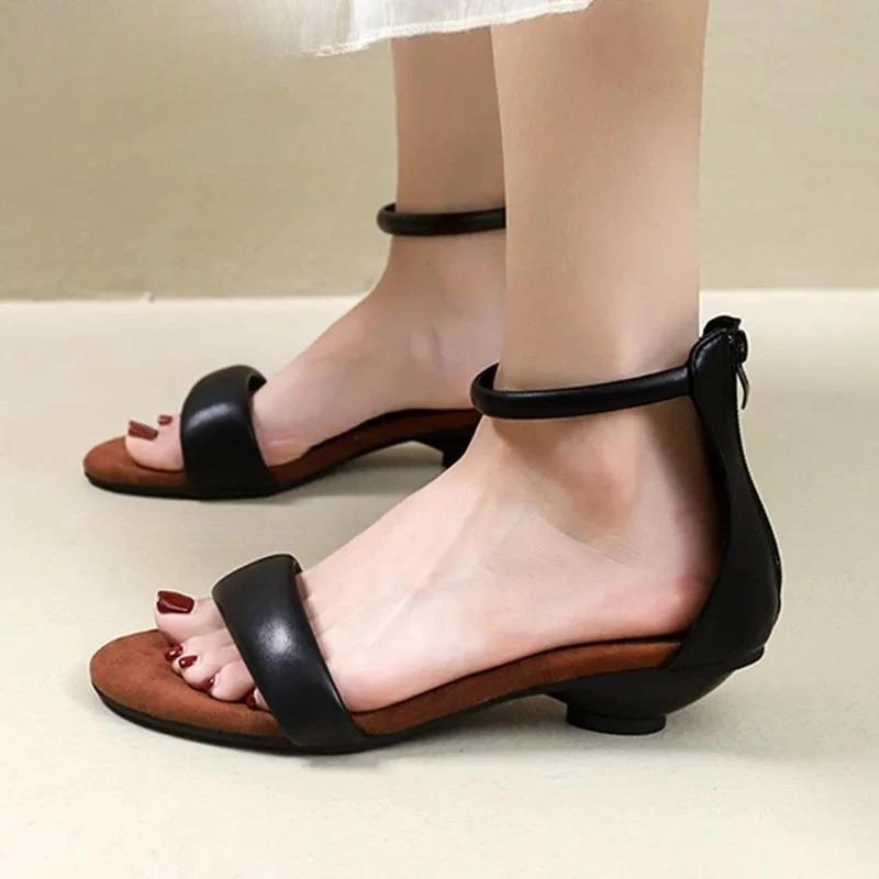 Fashion Heeled Sandals Women Leopard Chunky Shoes Fashion Designer New 2025 Summer Slippers Trend Casual Walking Zapatillas De Mujer