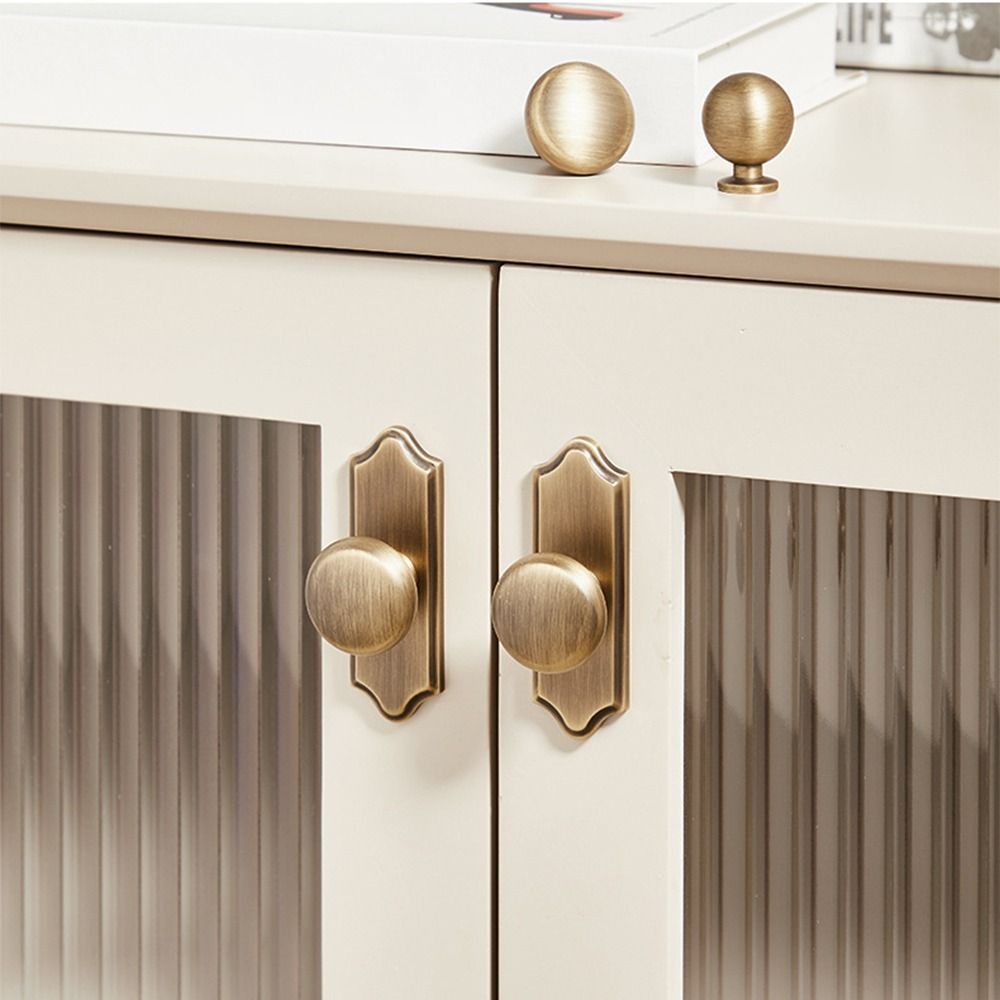 Nordic Brass Cabinet Pull Gold Round Cabinet Door Handle Retro Wardrobe Pulls  Kitchen Cupboard