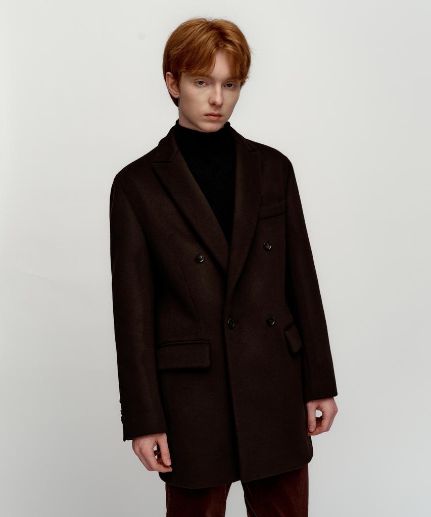 Solew Wool Double Half Coat_Dark Brown