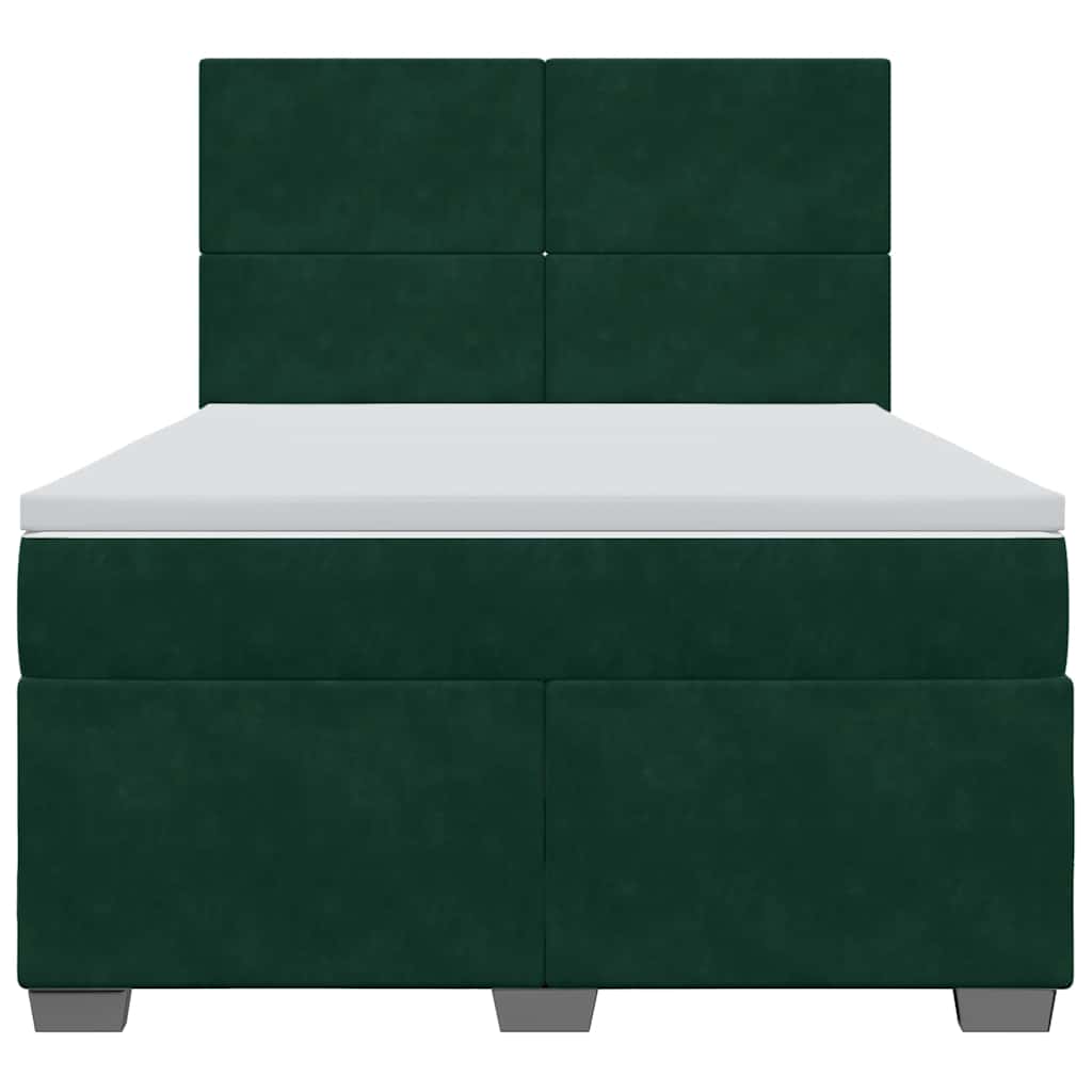 Box Spring Bed with Mattress Dark Green 160 x 200 cm Velvet