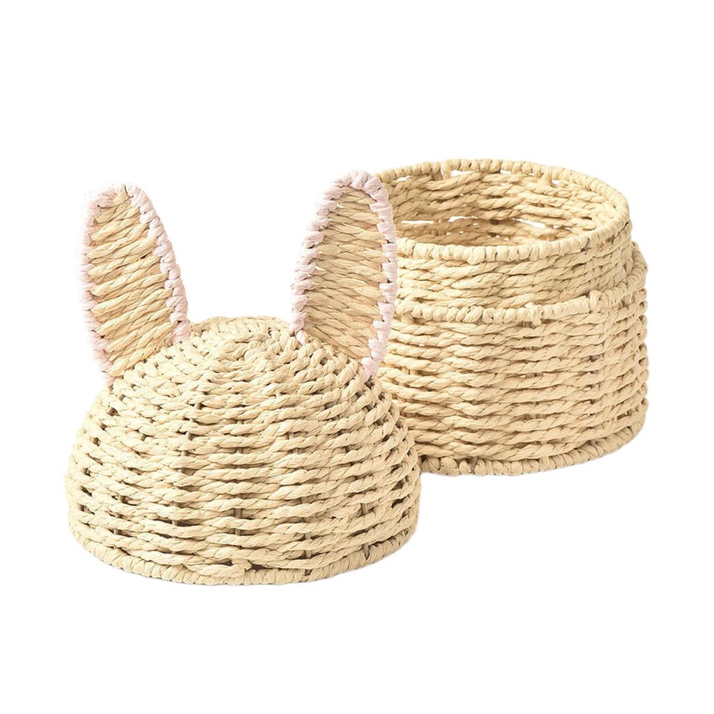 Portable Handwoven Basket with Rabbits Ears for Easy Movement Ideal for Kids Room Decoration and Storage Needs