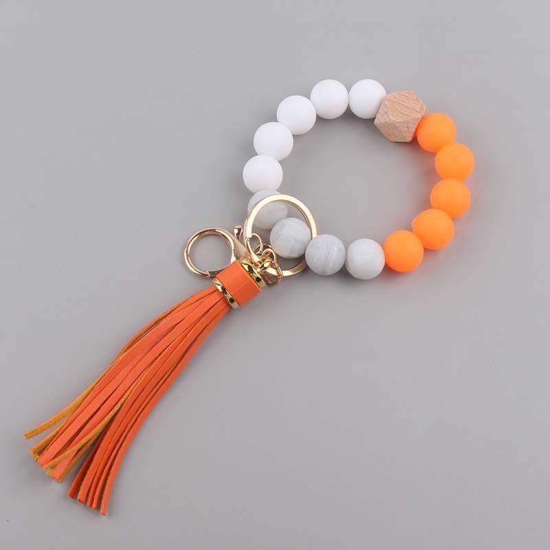Braccialetto Fatto A Mano Con Perline In Silicone Grado Alimentare Con Decorazione In Strass E Croce, Portachiavi, Portachiavi A Braccio Con Nappina | SHEIN ALIA