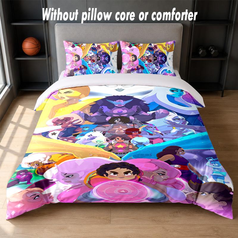 Steven Universe Design Bett Bettwäsche Set 1 Bettbezug + 2 Kissenbezüge Weich Atmungsaktiv Haushalt Bettwäsche