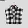 INCERUN Men Sleeveless Plaid Check Furry Casual Loose Cropped Waistcoat Vest