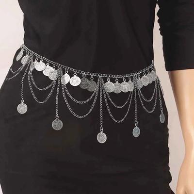 Exotic Metal Coin Tassel Waist Chain for Belly and Latin Dance 