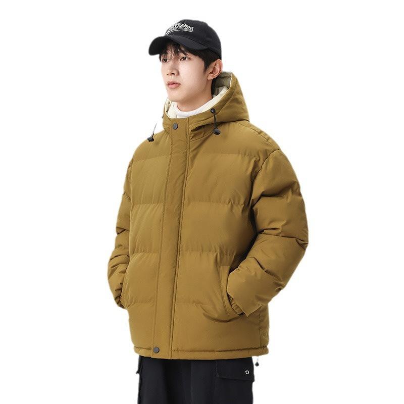 Winter New Cotton-padded Clothes Men's Couple Hooded Thickened Coat Korean Version Bread Clothes Cotton Clothes Trendy Solid Color Casual Coat