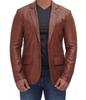 Business Party Brown Lambskin Handmade Formal Stylish 100% Leather Men Blazer