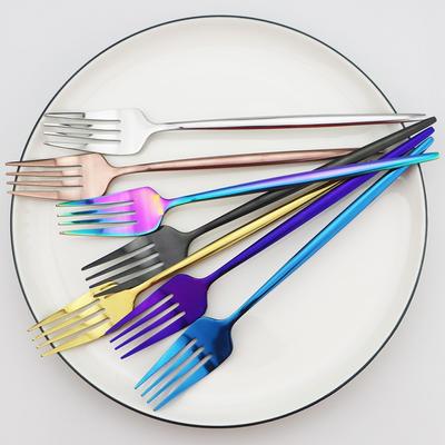 6 Teile/satz Abendessen Gabel Set Salat Gabel Geschirr Besteck Edelstahl Lange Griff Gabel Blcak Regenbogen Gold Gabel Geschirr Besteck Set