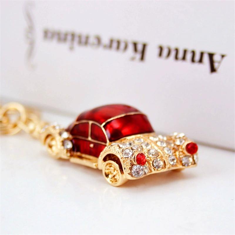 Mini Kever Auto Strass Auto voor Mannen Vrouwen Auto Decoraties Perfecte Kerstcadeaus Tas Bedeltje beige