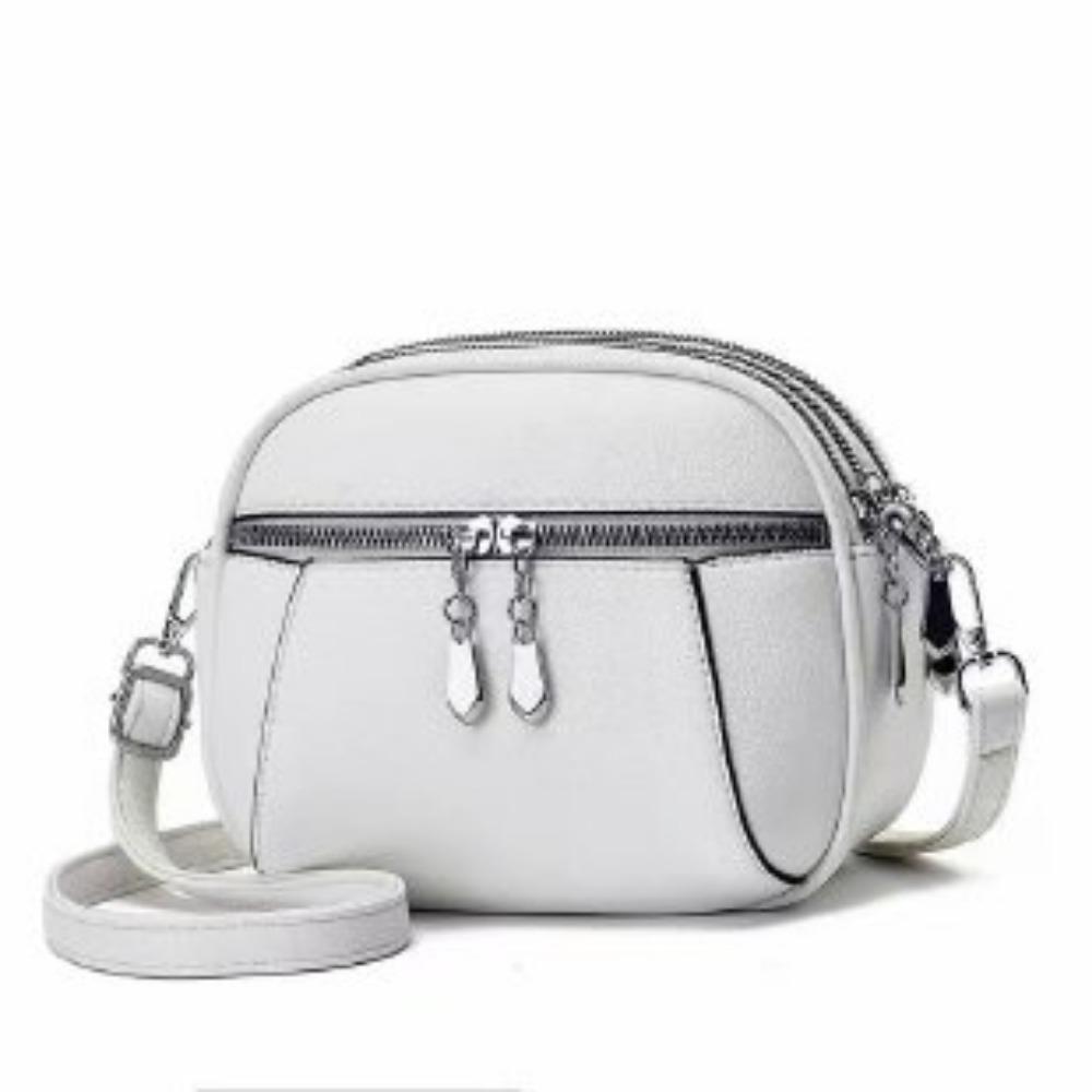 2026 New Summer Small Single Shoulder Messenger Bag Women's Three-Layer Round Luxury Simple Messenger Bag Cowhide Zero Wallet