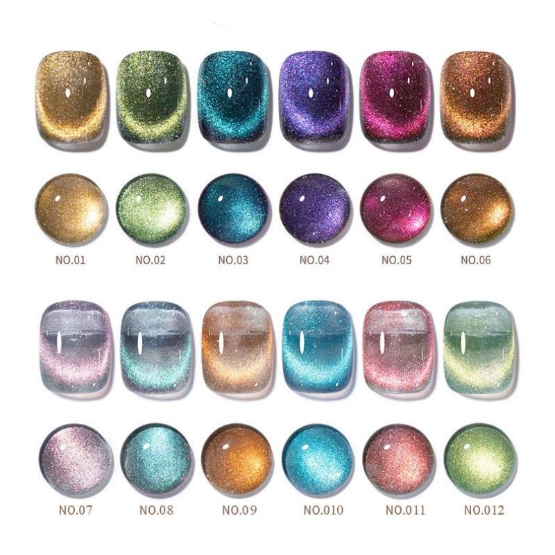 Nail Gel Polish 8ml Nail Polish Small Light Bulb Crystal Cat's Eye Glue Set Manicure Ice Transparent Aurora Flash Nail Polish Glue
