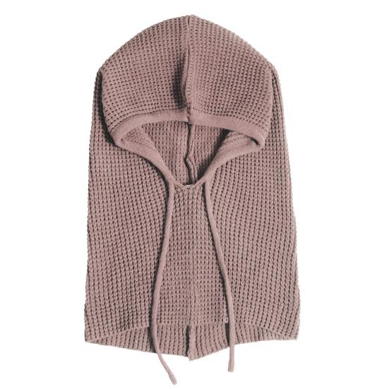 Strikket hodeplagg ensfarget justerbar snøring hettegenser skjerf høst vinter vindtett varm lue elastisk termisk lue