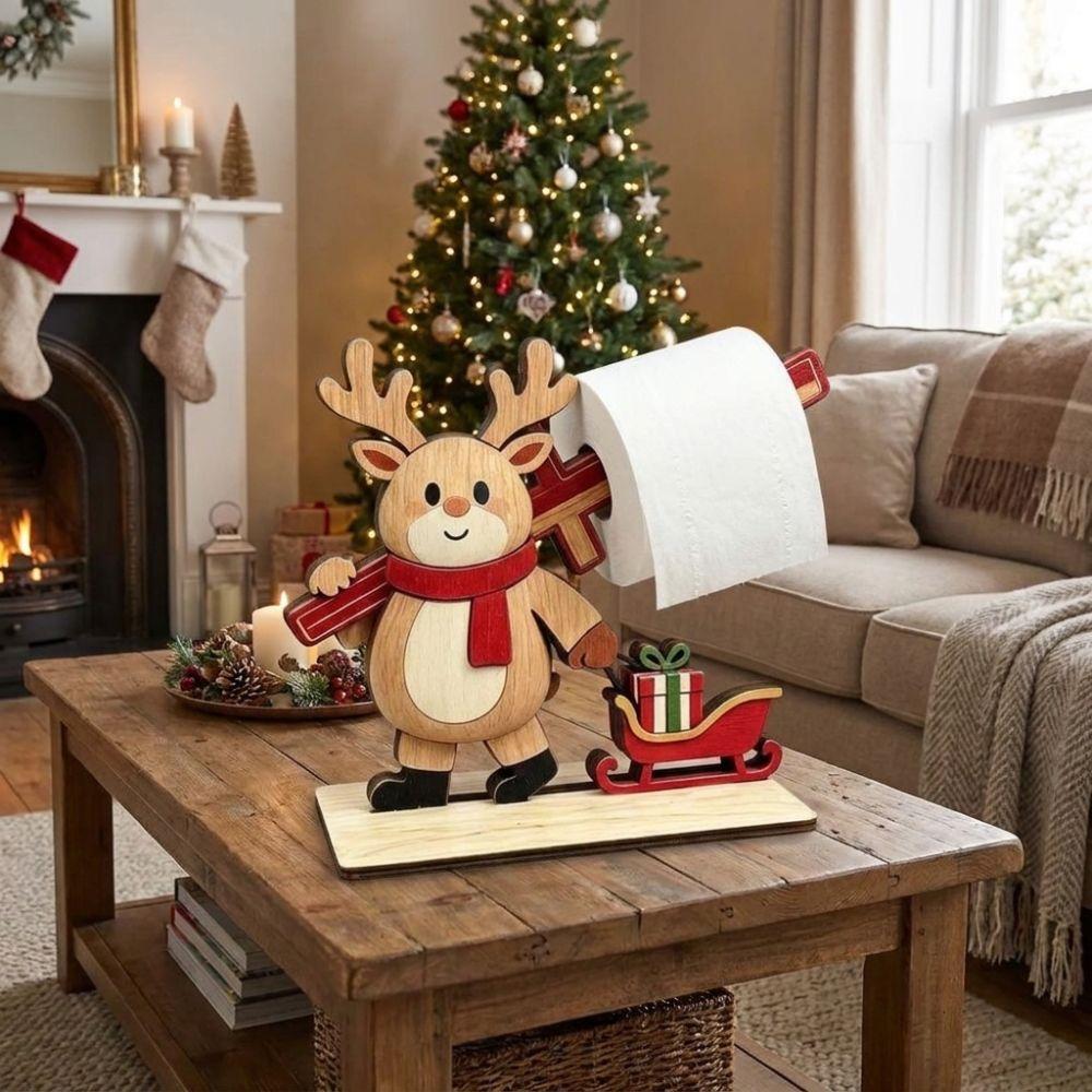 Wooden Snowman Tissue Holder Cute Wooden Ornaments Christmas Paper Towel Holder  Kitchen Use