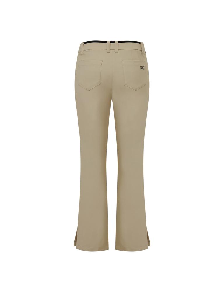 WIDEANGLE To Essential Slit-Point Bootcut Pants L_Beige