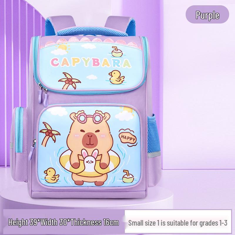 New Capybara Backpack for Boys & Girls, Grades 1-3: Large Capacity, Cute Design