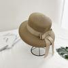 2025 New Summer Sun Hat Bow Straw Hat Visor Temperament Flat Panama Hats Women's Sea Beach Vacation Leisure Sunscreen Hat