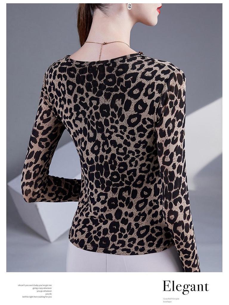 Women's Beaded V-Neck Mesh Long-Sleeve Slim Fit Tee - 2025 Spring/Autumn Collection