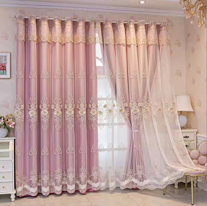 Best Luxury European Royal Blackout Curtains for the Living Room, Luxury Home Window Sheer Curtain Fabric Rideaux for Bedroom