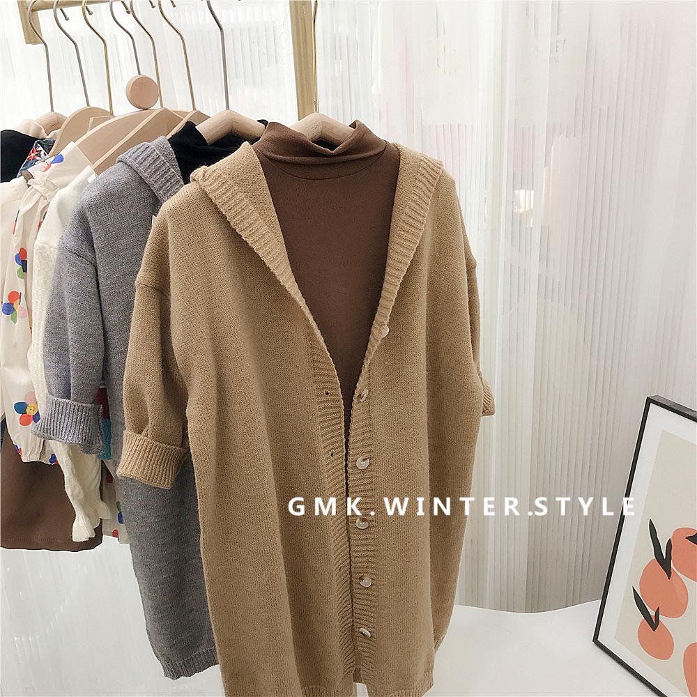 Girls' Hooded Extra Long Knitted Cardigan Sweater - Children's Solid Color Autumn Coat