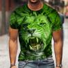 Cooles T-Shirt mit Löwen-Grafik, Kurzarm, Modisches Lässiges Herren-T-Shirt