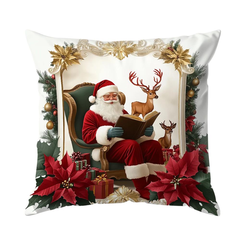 Retro Santa Claus Cushions Pillowcase Cushion Cover Throw Pillow Sofa Decoration Pillowcover Home Car Decor