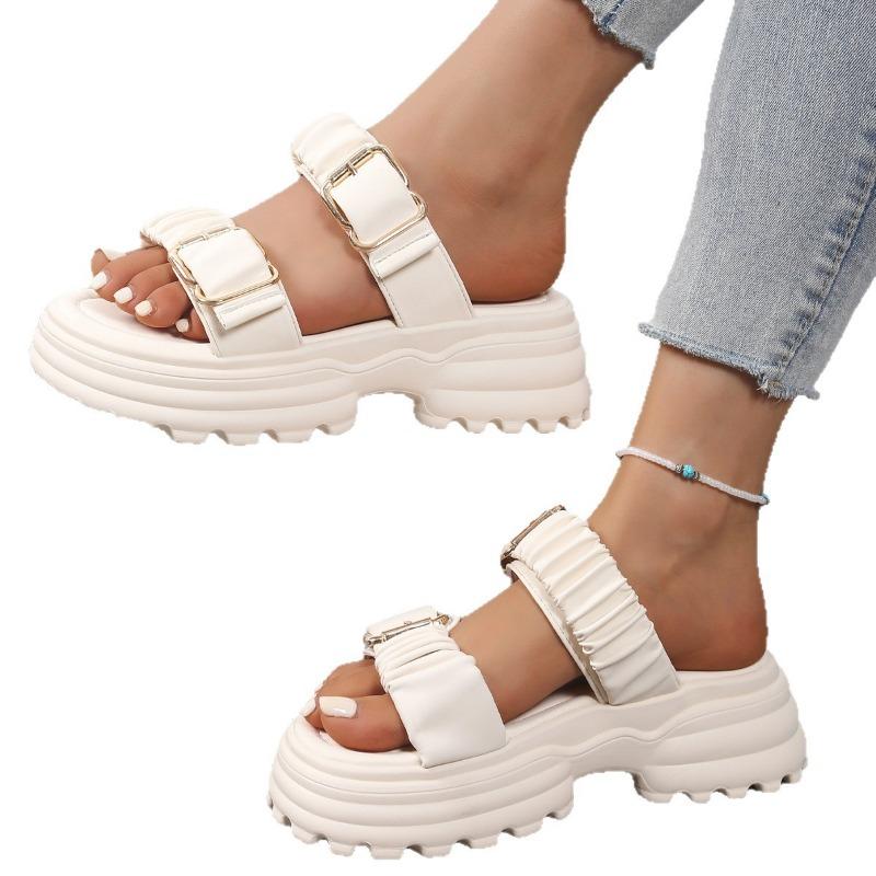 Damen Sandalen Schuhe mit dicker Sohle Dicksohlige höhenverlängernde Flip-Flops