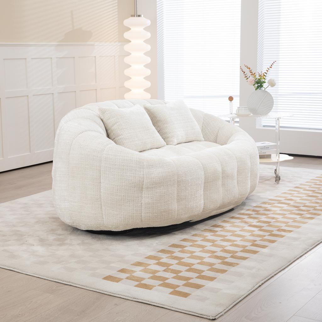 Bean Bag Sofa Lazy Sofa Durable Comfort Lounger High Back Chair for Adults and Children, Indoor & Outdoor, Soft Lounge Chair (Beige Chenille)