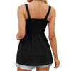 Damen Sommer Lose Ärmellose Hosenträger Plissee Rüschen Schlank Tunika Casual Tops Weste Bluse