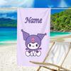 1pc Kuromi1 Beach Towel with Custom Name, Beach/Swimming/Bath/Picnic/Camping Towel, Suitable for Seaside Beaches
