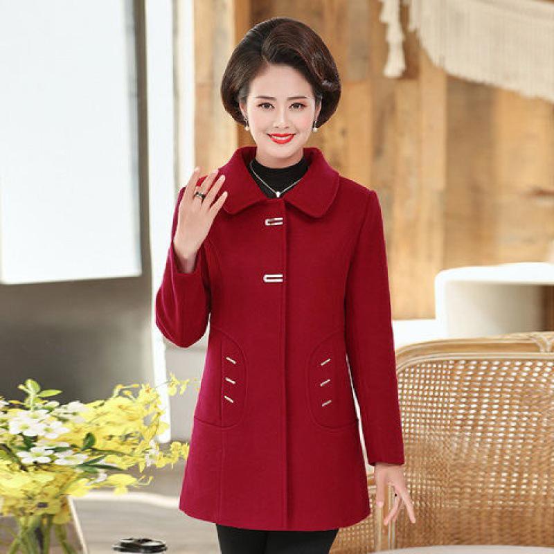 Palton de lână de iarnă de lungime medie pentru mamă - Larg, la modă și extra gros pentru femei