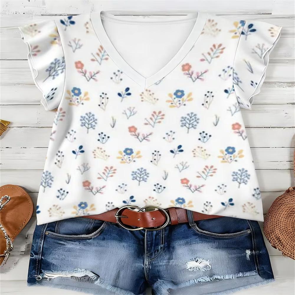 Egyptian Style Horus Eye High-Quality Women'S Full Print V-Neck Top, Cool Women'S Outfit Summer New Women'S Wear