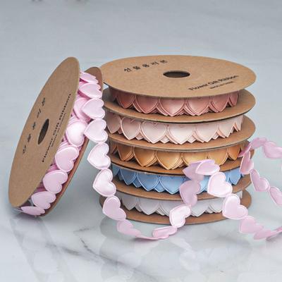 Elegant 1.5cm Heart Polyester Ribbon Flower Ribbon Decorative Materials Peach Heart Ribbon Accessories Gift Boxes Packaging Ribbons Home Decoration