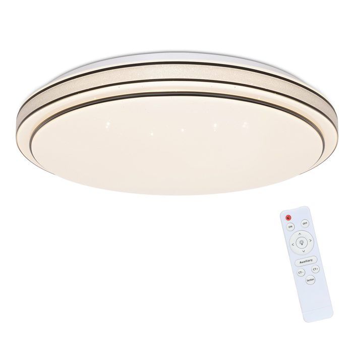 Plafonnier LED - NETTLIFE - Ciel étoilé rond noir - Dimmable - Télécommande incluse - Ø27 cm