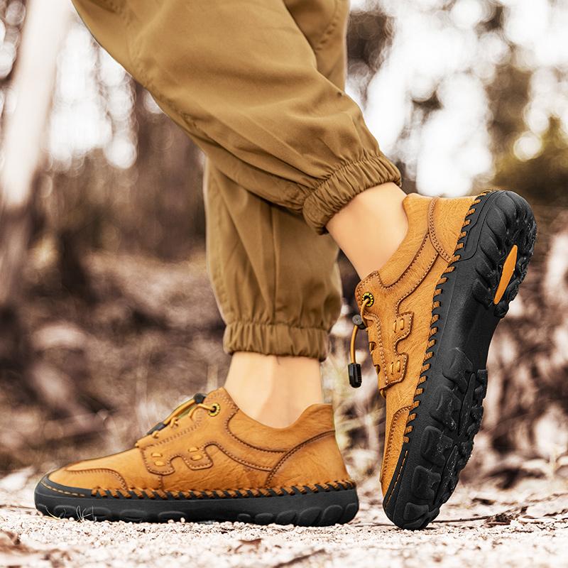 Scarpe da uomo retrò per il tempo libero, di grandi dimensioni, in pelle, con fondo in gomma, fatte a mano, stivali da uomo in pelle