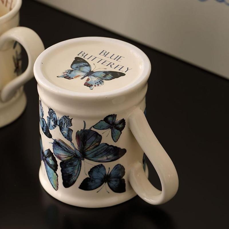 Butterfly Ceramic Coffee Mug Milk Cup Latte Mug,340ML Office Daily Tea Cup with Handle