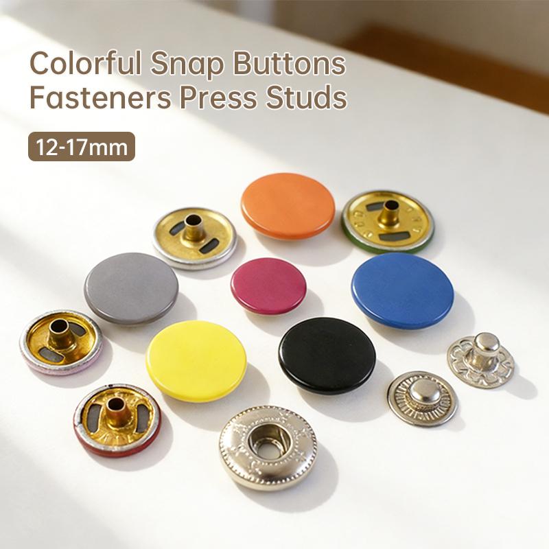 Meetee 100Sets 10-17mm Metal Button 14 Colors Press Studs for Leather Clothes Bags Decor Snap Fasteners Kit Sewing Accessories