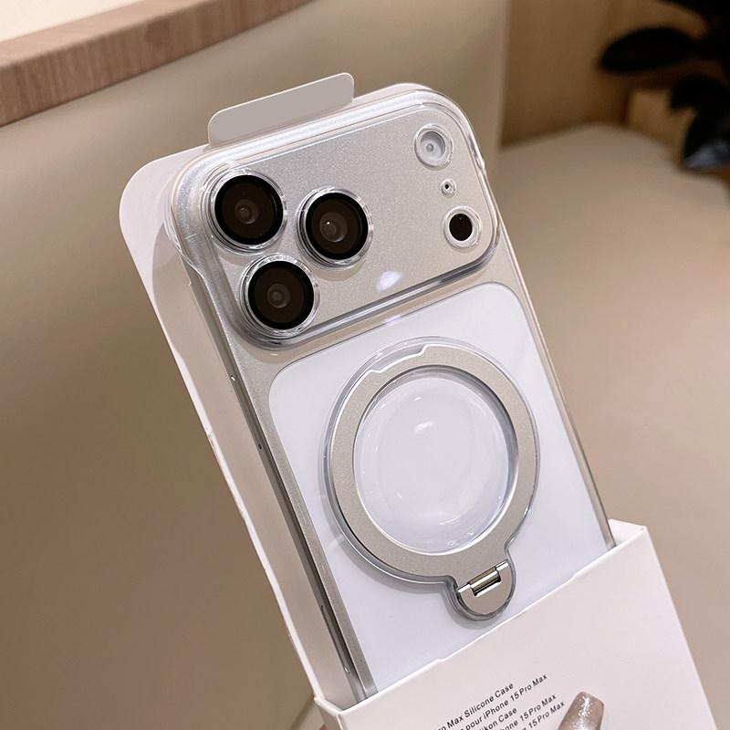 

Frameless Plating Kickstand Holder For Magsafe Case for iPhone 17 Air 16 16E 15 14 13 Pro Max Clear Hard Camera Protection Cover iPhone 15 Pro Max