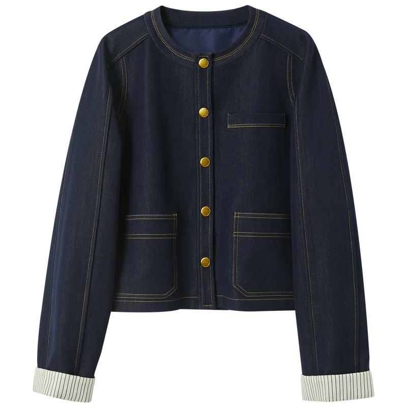 

Women s Faux Denim Short Jacket L