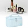 PU Open Lid Cake Shape Make Up Bag Cosmetic Storage Bag Soft Color Portable Makeup Bag Light Blue