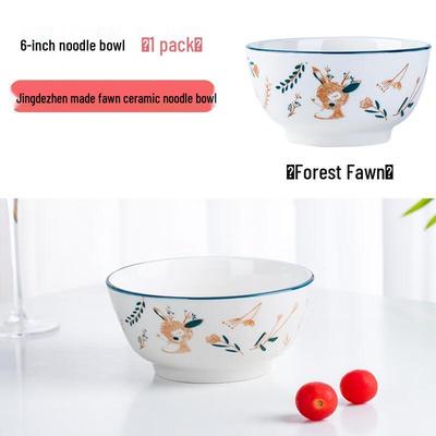 ZISIZ Deer Light Luxury Ceramic Noodle Bowl Set