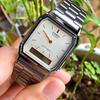Casio Youth Series Square Dial Dual Display Business Fashion Retro Casual Quartz Movement Men Watches White AQ-230GG-9A