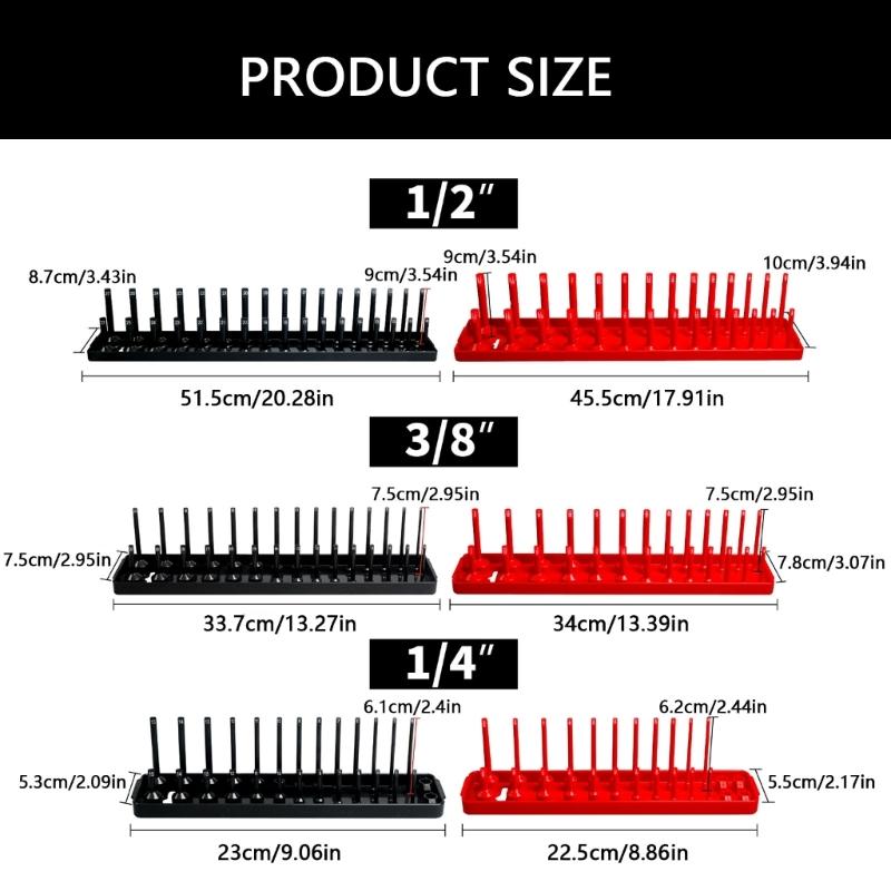 3 st Hylsbrickor för 1/2" 3/8" 1/4" Fäste Hylshållare Hem Ärm Förvaringsställ Verktygslåda Garagshylla Verktyg